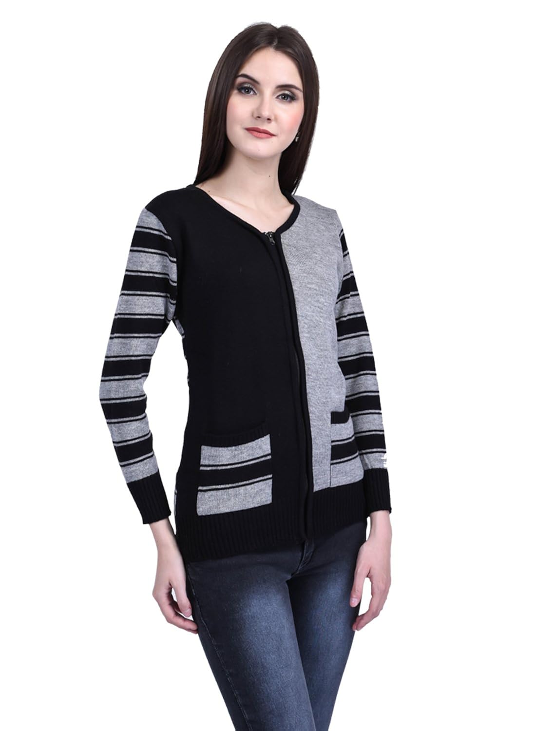 ewools women winter wear woolen zipper cardigan