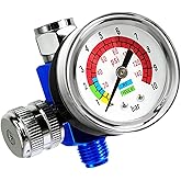 LE LEMATEC Air Compressor Regulator Valve with Pressure Gauge, for Precise Control in Air/Pneumatic Tool Applications, Spray 