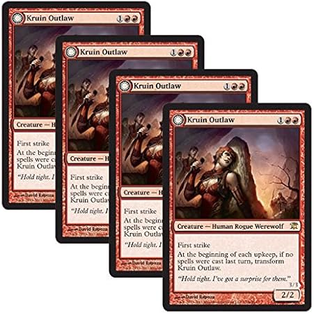 Amazon 4枚セット Mtg 英語版 Isd En152 Kruin Outlaw Terror Of Kruin Pass クルーインの無法者 クルーイン峡の恐怖 赤 両面 レア トレカ 通販