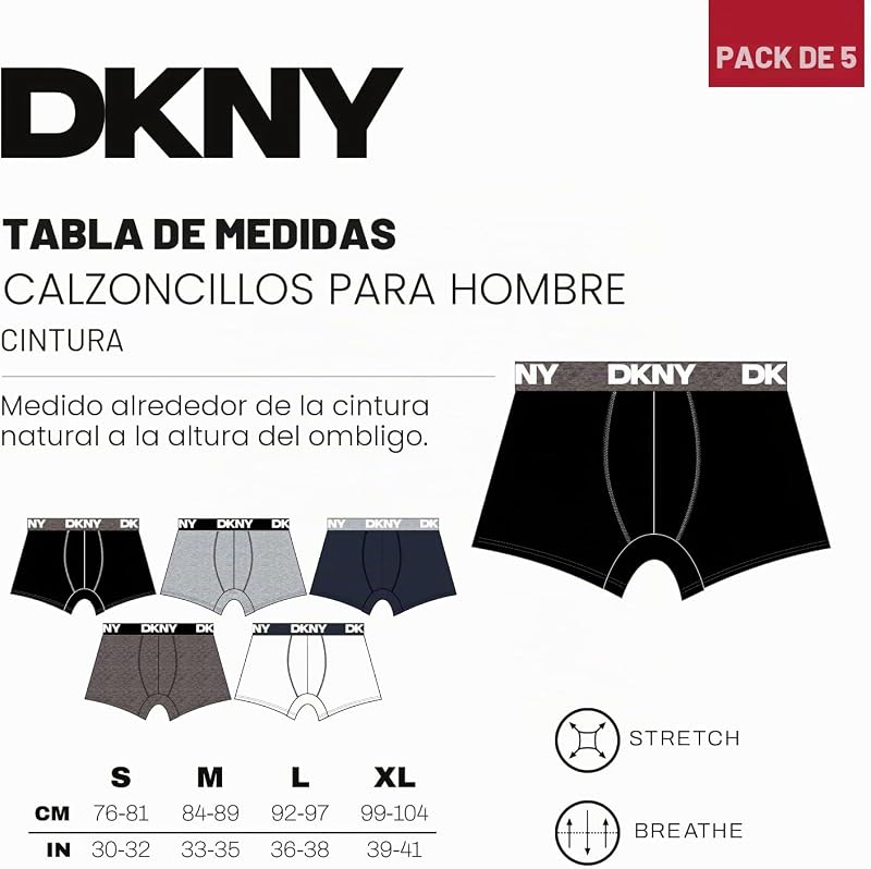 Hombres Bañador Gris/Negro/Azul Marino/Gris Oscuro/Blanco Paquete de 5 XL