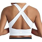 POPSUGAR Long Line Sports Bra Women, Workout Crop Tops for Women Longline Criss Cross Gym Yoga Tops with Built in Bra