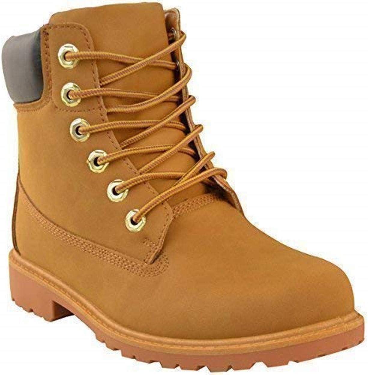 Ladies Womens Army Flat Combat Grip Sole Fur Lined Winter Snow Ankle Boots Shoes Size