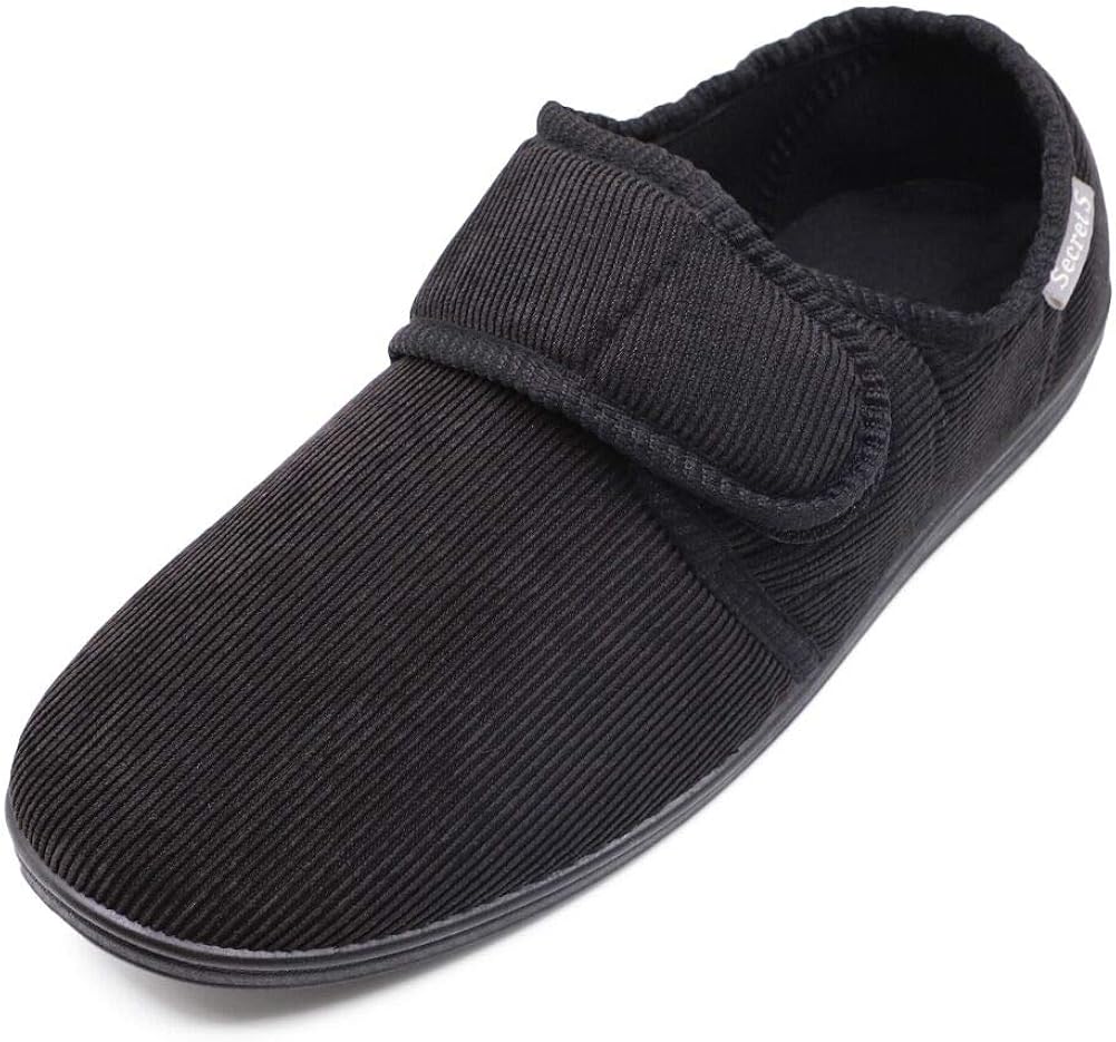 Hotme Men's Cozy Memory Foam Slippers with Adjustable Strap