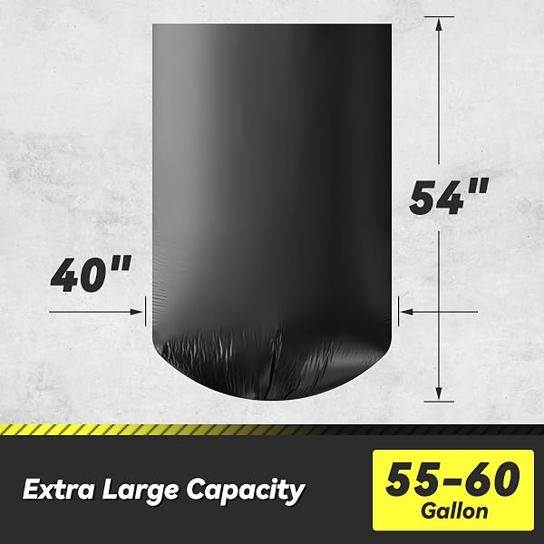 150 COUNT 55-60 GALLON TRASH BAGS, STURDY & TEAR-RESISTANT COMMERCIAL CAN LINERS 55 GALLON, LARGE GARBAGE BAGS, LARGE BLACK TRASH BAGS FOR COMMERCIAL, LAWN AND LEAF BAGS