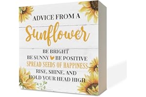 RAZPAH Inspirational Wood Signs, Wooden Box Sign Desk Decor, Sunflower Wisdom Wood Plaque, Table Art Signs, Country Style Home Decor, Nursery Decor, Housewarming Gift, Cheer Up Gift, Advice from a Sunflower