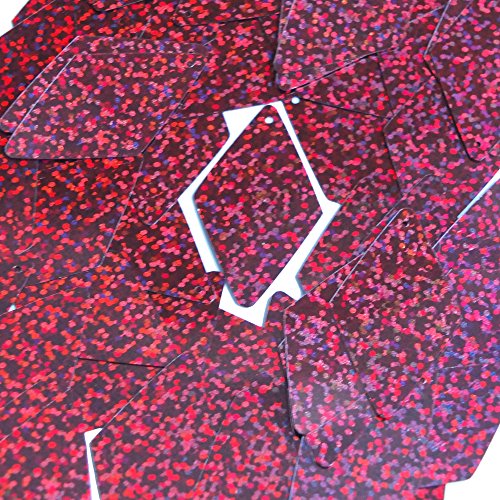 Long Sequin Diamond 1.75 inch Couture Paillettes. Cranberry Glitter Hologram Multi Metallic. Made in USA. Loose sequins for embroidery, bridal, arts, crafts, and embellishment.
