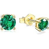 AGRULE Birthstone Earrings 925 Sterling Silver Hypoallergenic Dainty Small 5mm 6.5mm Round Cut Cubic Zirconia Moissanite Gemstone Fine Earrings. 1 Pair, Send Gift Box