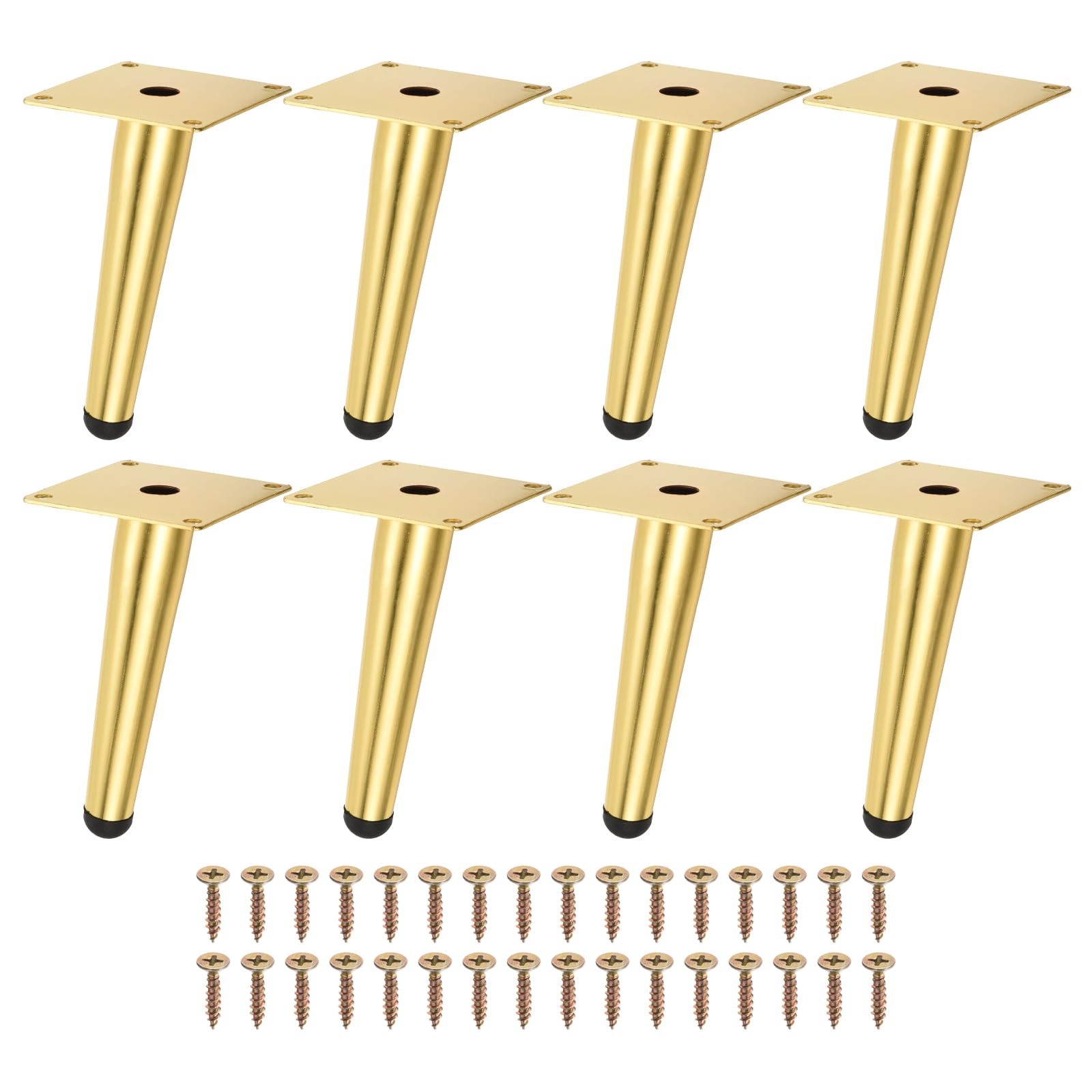 Uxcell 8PCS Metal Furniture Leg Replacement Couch Legs Cabinet Feet Gold Modern Furniture Legs DIY Sofa Feet with Screws for Cupboard Table （5 inch