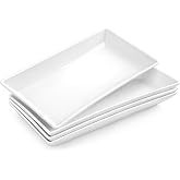 MALACASA Porcelain Serving Platters Set of 4,12 in Rectangular White Trays | 12 Inch Serving Trays and Platters Perfect for Party, Appetizer and Food Serving, Microwave and Dishwasher Safe