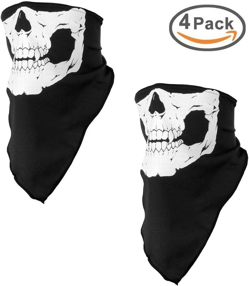 Seamless Skull Face Mask Outdoor Cycling Riding Scarf Breathable Dust-proof Windproof Half Face Mask Motorcycle /Bike Tube Mouth Face Mask for Motorcycle Skiing Hunting Warm Neck Gaiter