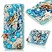 iPhone 6 Case (4.7 Inch) - Mavis's Diary 3D Handmade Bling Crytal Luxury Shiny Mermaid Starfish Shell Design with Sparkle Glitter Blue Diamond Rhinestone Pearls Hard Cover Clear Case & Cleaning Cloth