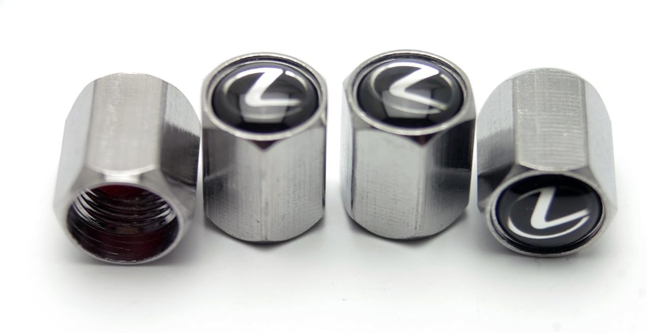 Chrome Metal Tire Valve Stem Caps for Lexus All Model set of 4 V1