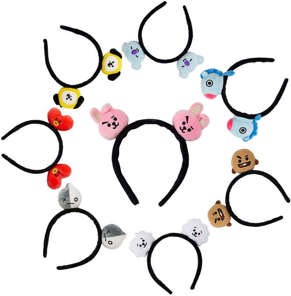 Bangtan Boys Cartoon Hair hoop Hairband Headband Portable Mini Cute Plush Hair Accessories Unisex