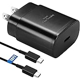 S25 S24 S23 S22 Fast Charger for Samsung Phone,25W USB C Charger Android Chargers Type C Charger Fast Charging Block &10 Ft USB C Cable Cord for Samsung Galaxy S25/S24/S23/S22/S21/S20/Plus/Ultra,Black