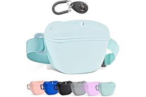 MuiMoi Dog Treat Pouch for Pet Training, 1.67 Cup Magnetic Closure Silicone Dog Treat Bag, Fanny Bag Treat Holder with Waist Belt for Dog Training (Green)
