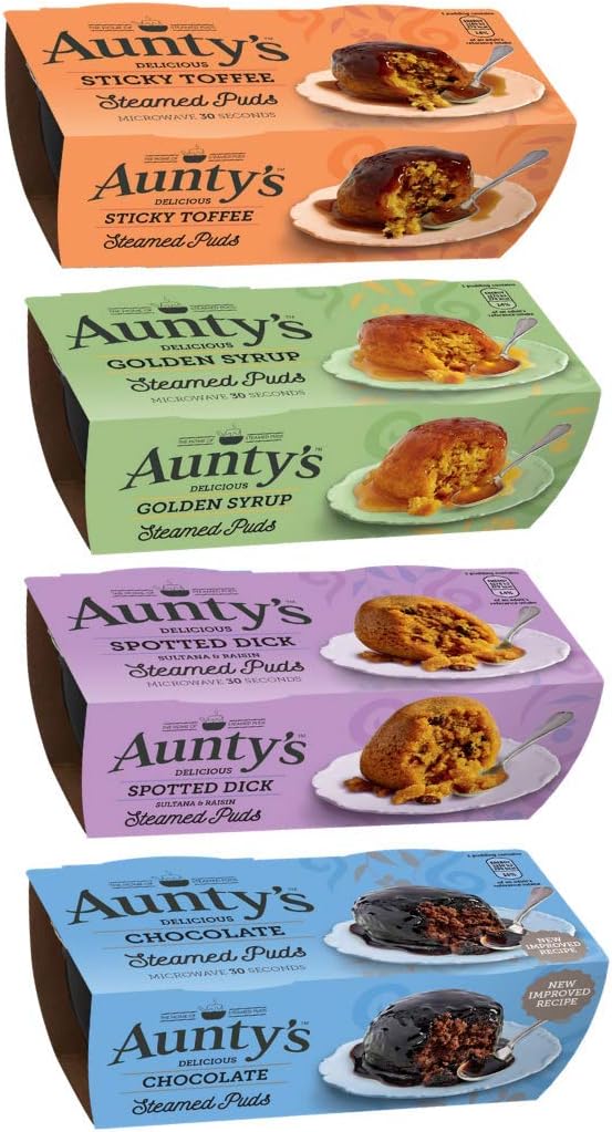 Aunty's Steamed Puddings 12X Mixed Pack (3X Sticky Toffee, 3X Golden