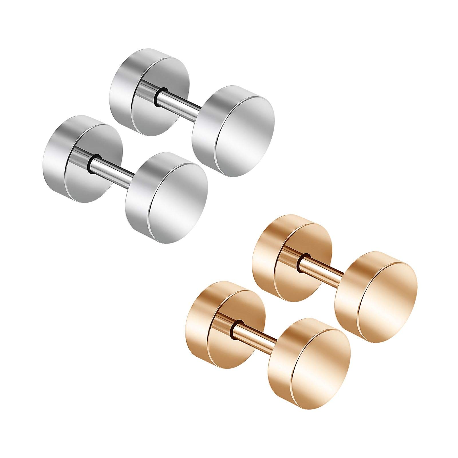 4PCS Steel Anodized Rose 16g 1.2mm 2g 6mm Fake Gauge Ear Plug Cheater Lobe Earring Piercing Jewellery 4034