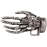 Longcreek Skull Belt Buckle for Men, Punk Skeleton Hand Belt Buckle, Gothic Viking Skull Hand Belts Buckle, Western Cowboy Belt Buckles, Vintage Punk Rock belt buckle