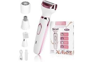 GLOXLITE Epilators Hair Removal for Women, 4 in 1 Pluxy Epil Pro 3.0 Women Face Epilator, Facial, Eyebrow and Nose Hair Trimmer for All Skin Types, Removable and Washable Heads