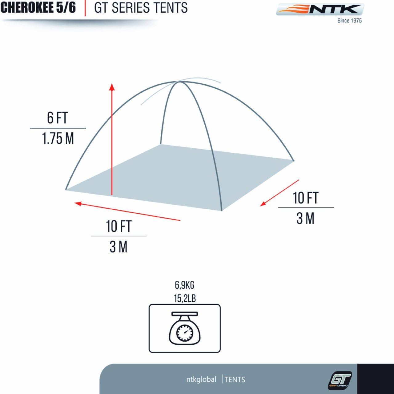 NTK Cherokee GT 5 to 6 Person Tent for Camping,10x10 Instant Tent 6 Person,Big Waterproof Dome Tent,Family Camping Tent for 6 Person,2500mm Warm & Cold Weather Tent,6 Man Cabin Tent for Camping - Image 4