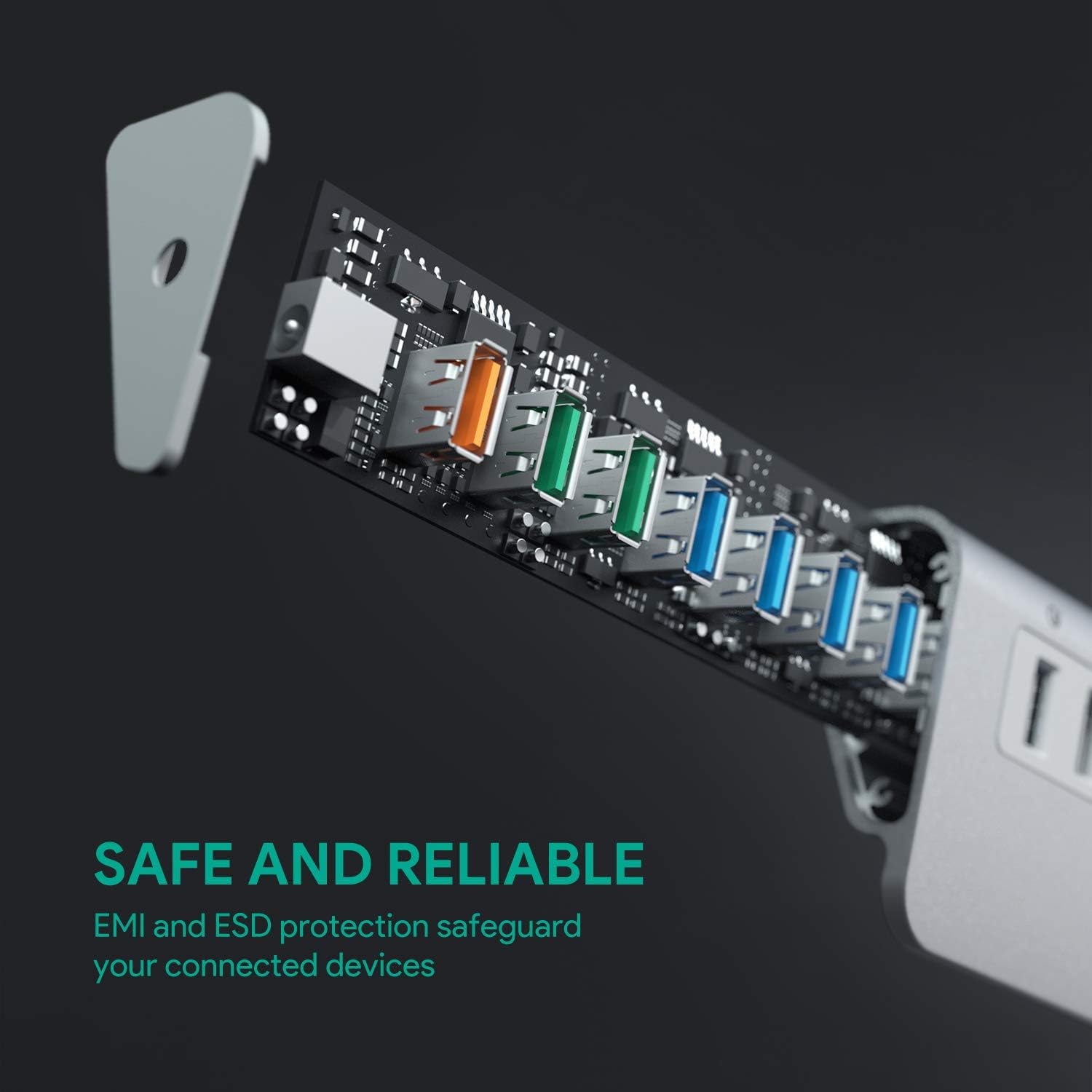 AUKEY Powered USB Hub, Aluminum 10-Port USB 3.0 Hub with 1 Quick Charge 3.0 Port, 2 AiPower Charging Ports, 7 USB 3.0 Data Ports, 12V/4A Power Adapter Compatible with Laptops, Phones, and More: Computers & Accessories