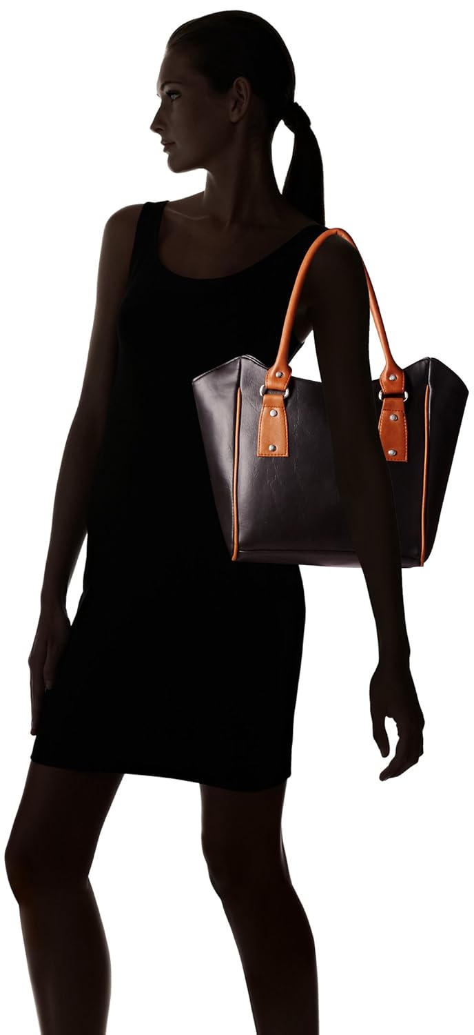 fantosy women's handbag (black and tan) (fnb-354)