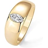 PAVOI 14K Gold Plated Chunky Dome Statement Ring for Women | Marquise Cubic Zirconia Dome Ring | Thick Stackable Bands