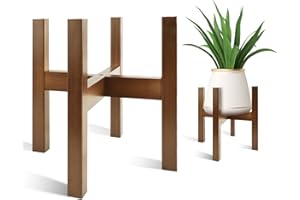 Lissomballon Natural Bamboo Plant Stand Indoor, Adjustable Plant Shelf Indoor Fits 8-12 Inch Pots, Mid Century Modern Decor to Refresh Your Space(Pot & Plant Not Included)