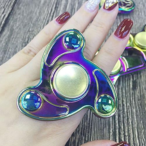 jj Rainbow/LED Metal Hand Tri Spinner Fidget EDC Toys Finger Tip Gyro Kids Spin Toy rainbow whirlwind