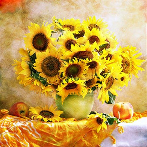 Diy 5d Diamond Painting Embroidery Sunflower Vase Round Diamond Painting Cross Stitch Home Decor