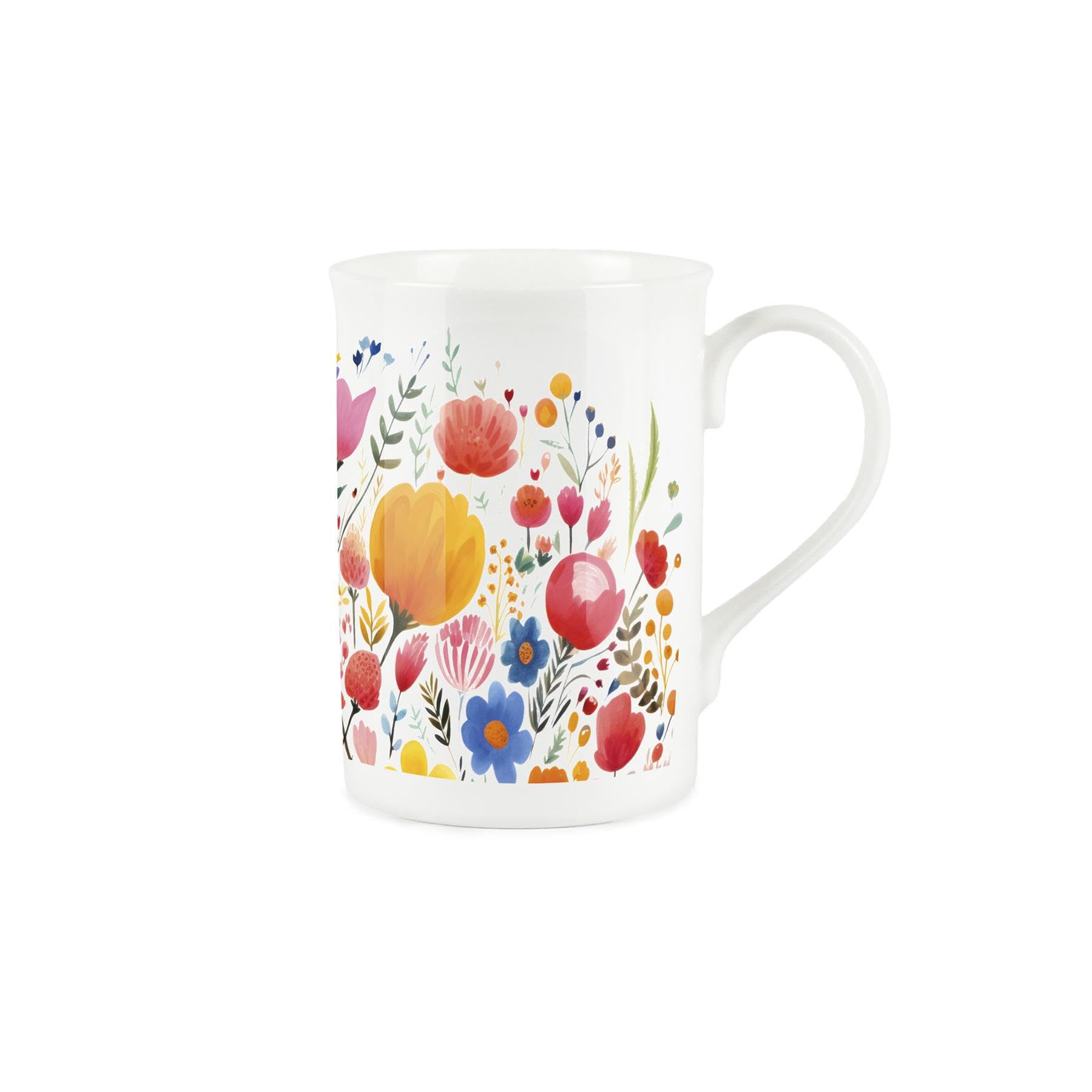 Bright Floral Mug - Colourful Wildflowers Meadow - Bone China Mug Coffee/Tea Present Gift