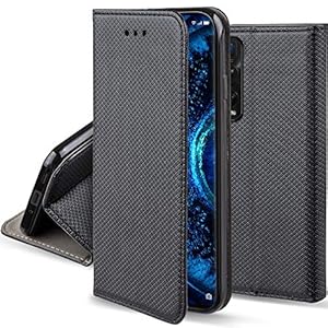 Moozy Cover per Oppo Find X2 PRO, Nero - Custodia a Libro Flip Smart Magnetica con Appoggio e Porta Carte - immagine 1