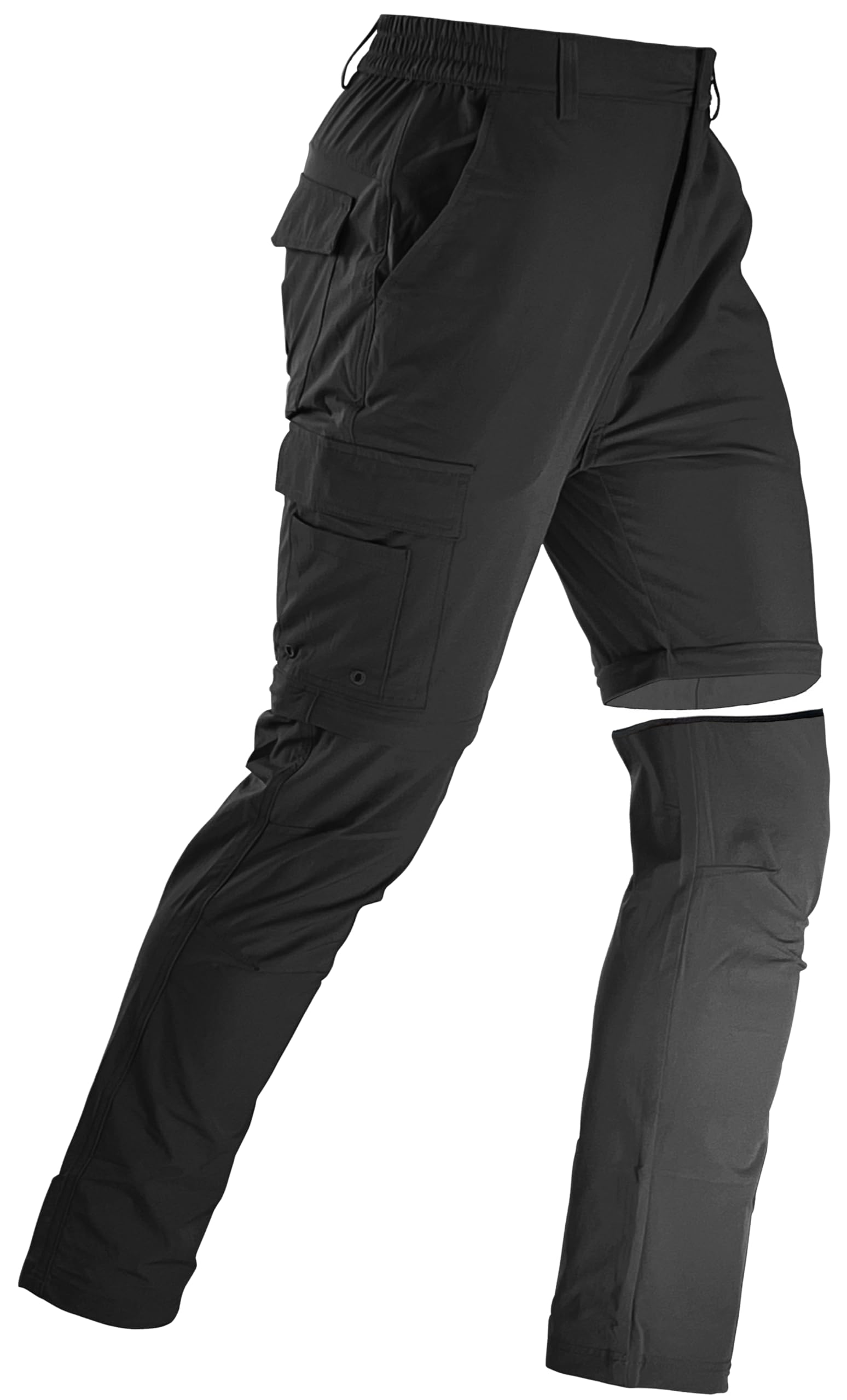 Photo 1 of Men's Convertible Hiking Pants Zip Off Quick Dry Lightweight Safari Travel Camping Fishing Cargo Outdoor Pants Black 40