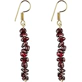 Thecraftman Natural Red Garnet Chips Earrings for Women, Yoga Jewelry, Meditation Earring, Crystals Earring, Raw Gemstone, Energy Healing Crystals, Birthday Gift for Her, Gemstone Jewelry