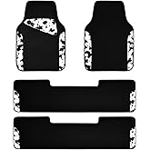 CAR PASS Waterproof Universal 3 Row Car Floor Mats, Cow Print Car Mats Fit for SUV,Vans,sedans, Trucks,Set of 3 Row Vehicles Car Carpet with Heel Pad and Nibs Backing, Cute Women Girly (Black White)