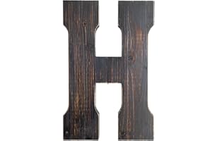 ABELOTS Big Letter Wall Art for Living Room, Bathroom, Bedroom, and Home Decor, Rustic Farmhouse Lettering for Family Last Names, Large Decorative Wood, 14” x 10” (Big H)