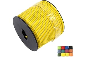 ALICE CATHERINE 1/8in(3mm) 164ft Nylon Rope Solid Braided Cord 5 Stands Paracord Thin String for Crafts Multipurpose UV Resistant for Tent Garden Clothesline and Outdoor Tarp(Yellow Pattern)