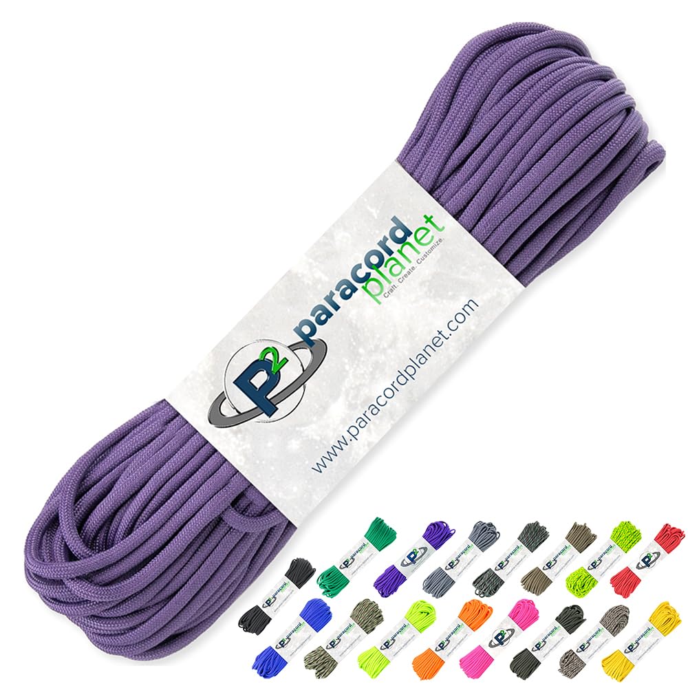 Paracord Planet 100' Hanks Parachute 550 Cord Type III 7 Strand Paracord Top 40 Most Popular Colors (Purple)