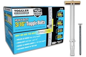 TOGGLER SNAPTOGGLE Heavy-Duty Drywall Toggle Bolt – 3/16"-24 UNC Zinc-Plated Anchor for Hollow Walls, Plaster & Tile – Holds 