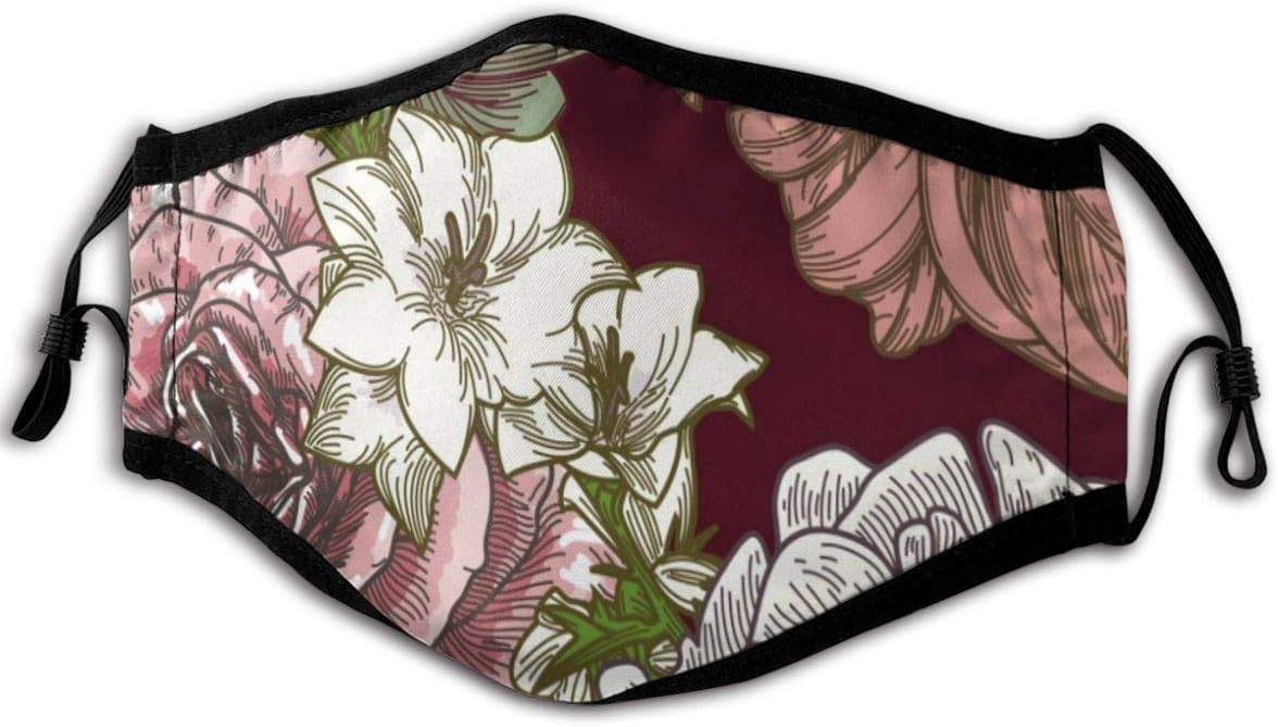 Mouth Mask,Line Art Floral Half Face Mask for Women Men and Kids, Unisex Mouth Mask, Cotton Anti Dust Mouth Muffle Cover