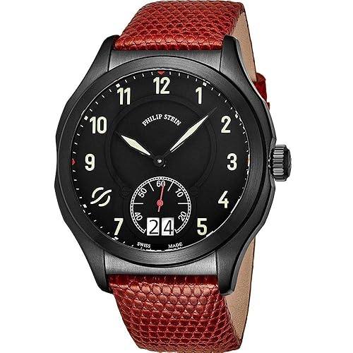 Philip Stein Prestige Big Date Mens Black Stainless Steel Watch