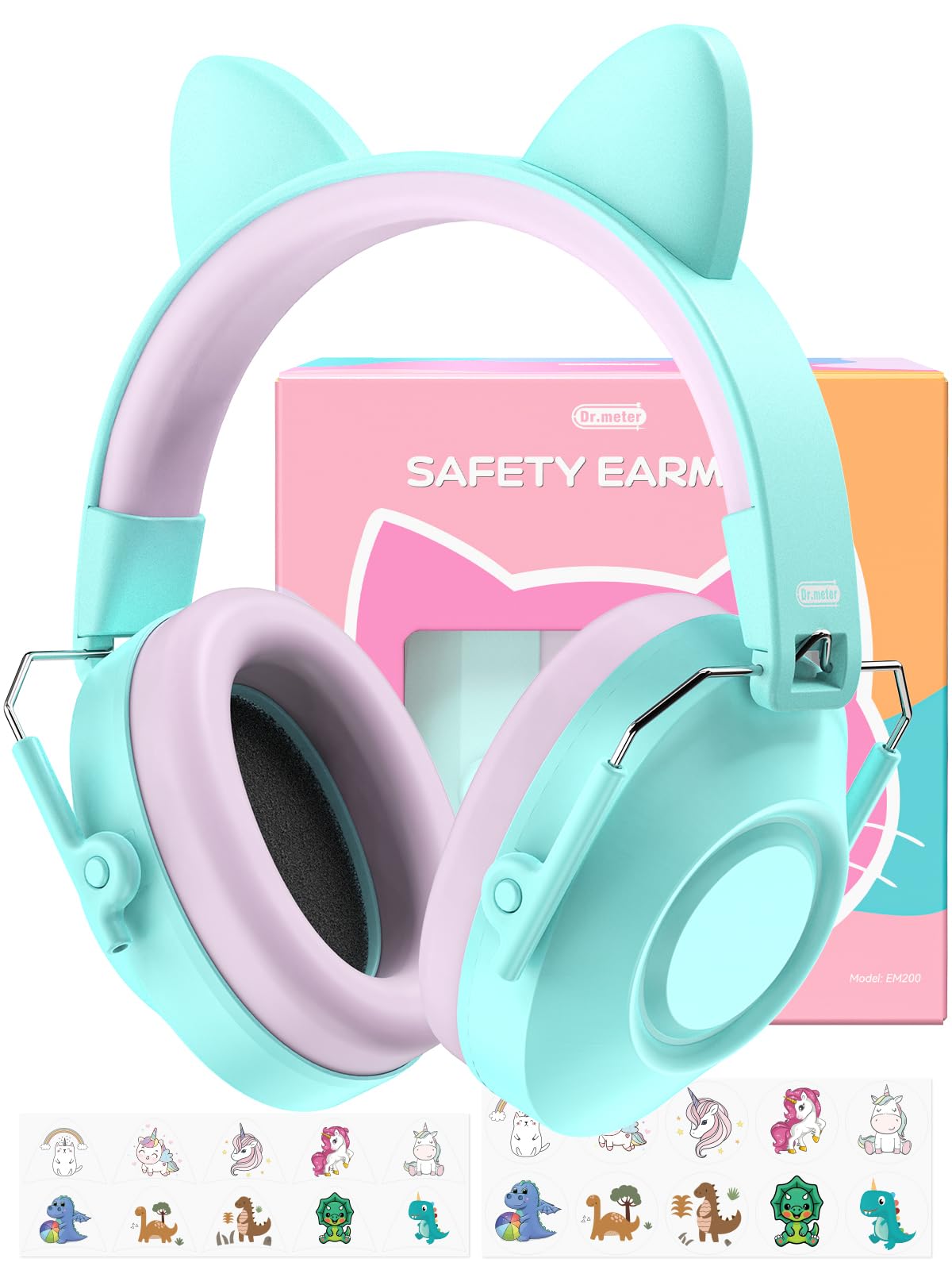 Photo 1 of Dr.meter Noise Cancelling Headphones for Kids Adults, 32dB SNR Super Cute Ear Protection Ear Muffs for Autism Sensory, Hearing Protection Earmuff for Monster Jam Concert Firework with Stickers For DIY
