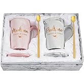 Maustic Godparents Proposal Gift, Padrinos Madrina Proposal Gift, Padrino Madrina Est 2026 Mugs Set, Will You Be My Godparents Gifts, Godmother Godfather Gifts for Baptism, 14 Oz Pink & Gray