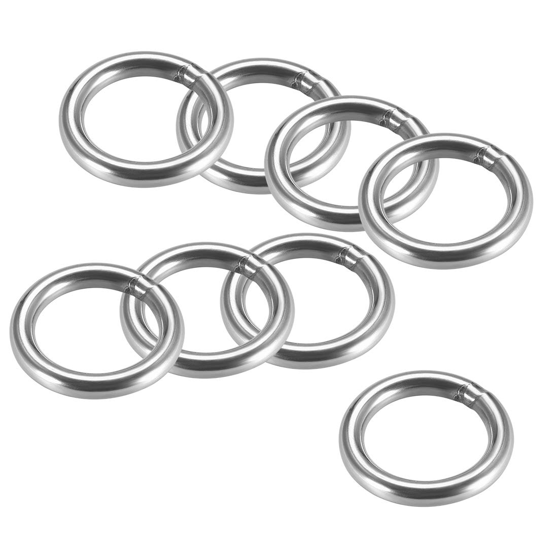 sourcing map 201 Stainless Steel O Ring 40mm(1.57") Outer Diameter 6mm Thickness Strapping Welded Round Rings 8pcs