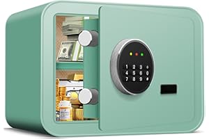 APRXUVOT 1.0 Cu ft Small Home Security Safe Box, Digital Keypad Safe Box with Combination Lock and Spare Keys, Personal Document Safe for Home Office Hotel Valuables (blue)