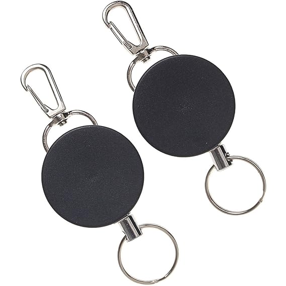 SUMAJU Retractable Key Chain, 2 Pack 4cm Metal Steel Key Ring with ID