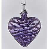 Glass Eye Studio Artisan Purple Jasmine Designer Heart Ornament