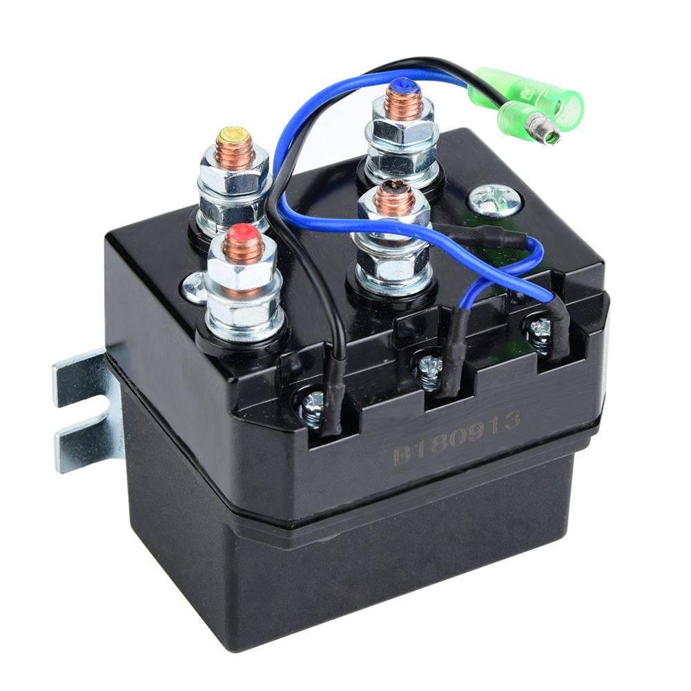 EVGATSAUTO Winch Contactor Solenoid, 1500-5000lb Winch Solenoid Relay 12v relay winch solenoid for Winches ATV UTV Black Winch Contactor Thumb Winch Contactor Solenoid relay