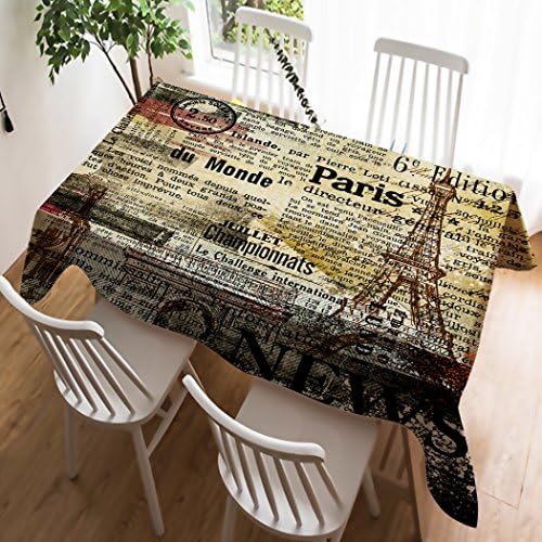 SXCHEN Personalized Custom Table Cover Waterproof Linen Washable Polyester Tablecloths Old Newspaper News Effie Tower 55 x 55 Inch（Width x Length）
