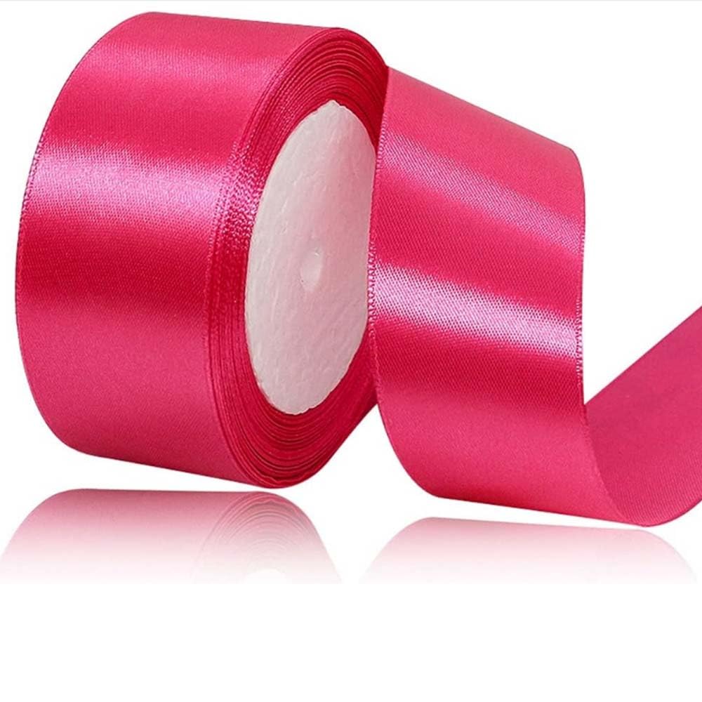 Hot Pink Ribbon 40mm for Christmas Party Decorations，23 Meters Rose Red Satin Ribbon for Gift Wrapping, Crafting, Wedding Party, Christmas, Hair Bows, Floral Bouquets, Anniversaries，Baby Showers